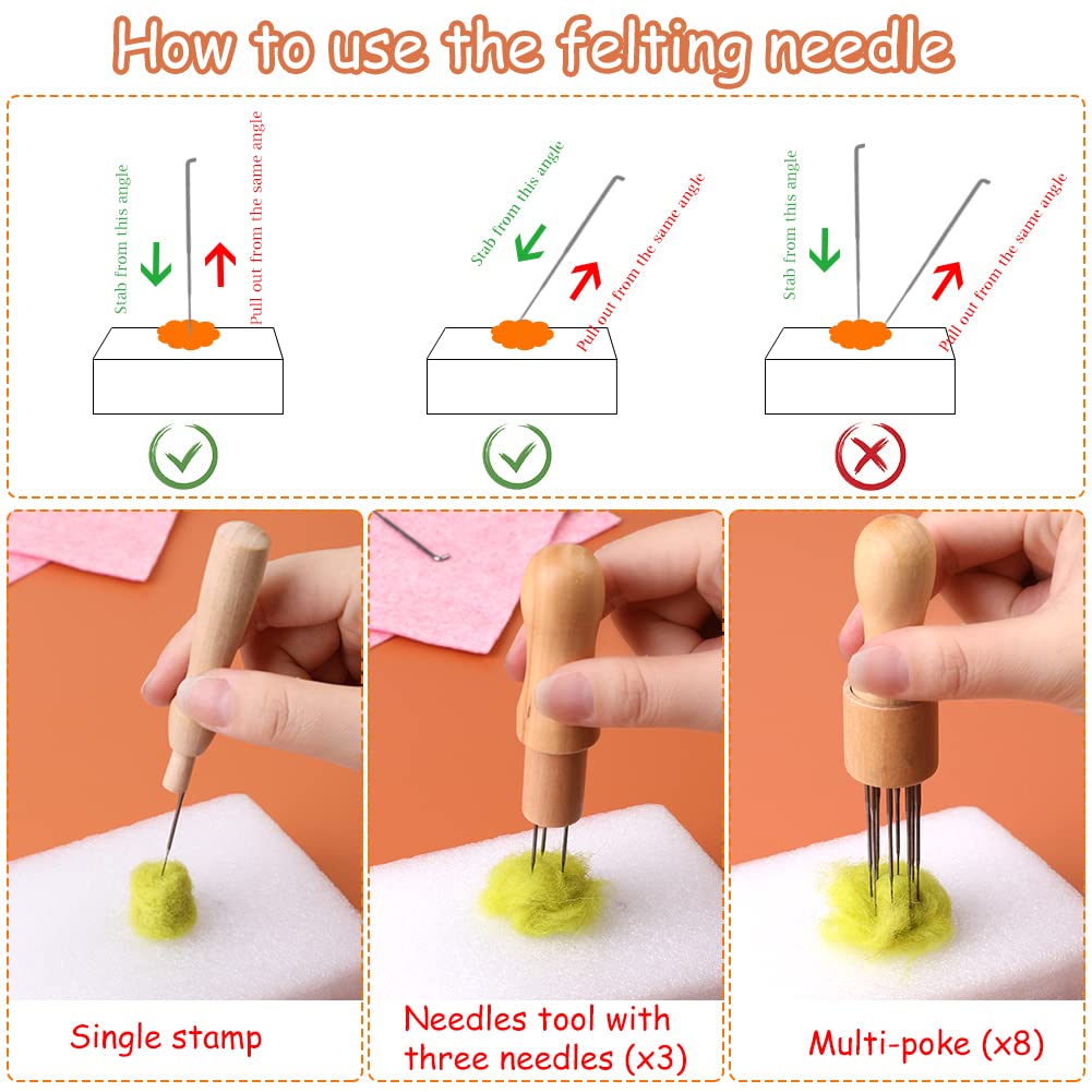 Mayboos 132 Pc Wool Felting Needles - 3 Sizes, Beginner to Professional