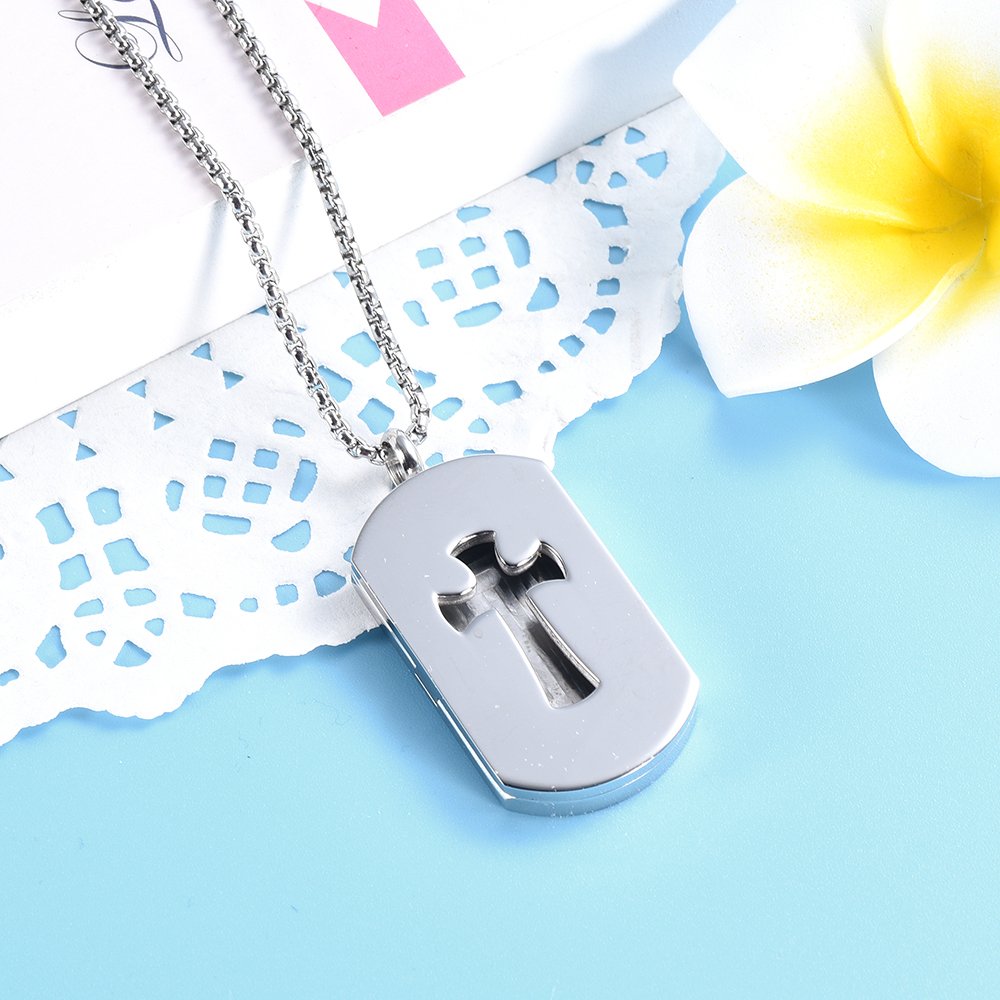 mingkejw Cross Essential Oil Diffuser Necklace Aromatherapy Pendant Locket Jewelry Stainless Steel Perfume Necklace| 22 Adjustable Chain| 12 Refill Pads| Gift Box