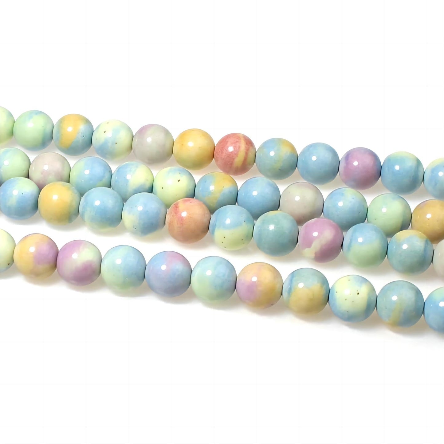 MJDCB Natural Stone Beads 8mm 43pcs Round Rainbow Stone Loose Gemstone Bead Charms for Jewelry Making Bracelet Necklace Earring Pendant
