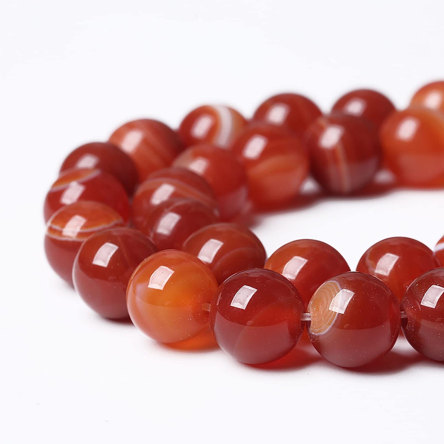 46PCS 8mm Natural Red Striped Agate Beads Round Loose Gemstone Beads for Jewelry Making DIY Bracelet Necklace 15 Inch,Energy Stone Healing Power