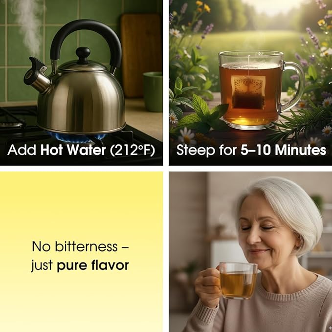 Chamomile Tea Bags - 25 Bags (Premium Natural Pure Leaf Tea - 25 Count) Gluten-Free and Caffeine-Free Herbal tea for Relaxation, Wallness, Immune Support with Smooth Taste