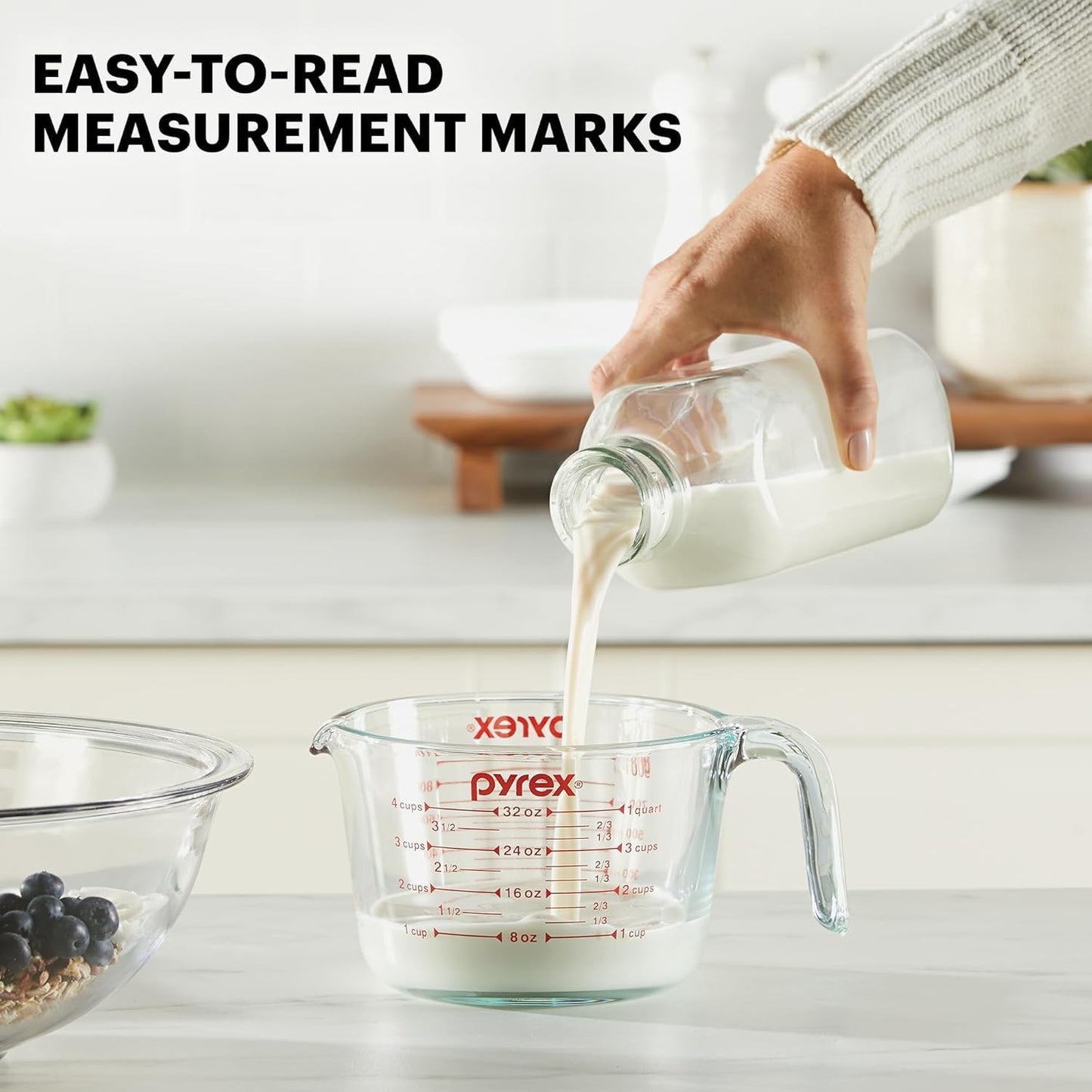 Pyrex Essentials (2-Pack) Glass Measuring Cups Set, (1 & 2 Cup) Measuring Cups For Prepping, Baking and Cooking, Preheated Oven, Dishwasher, Freezer, and Microwave Safe