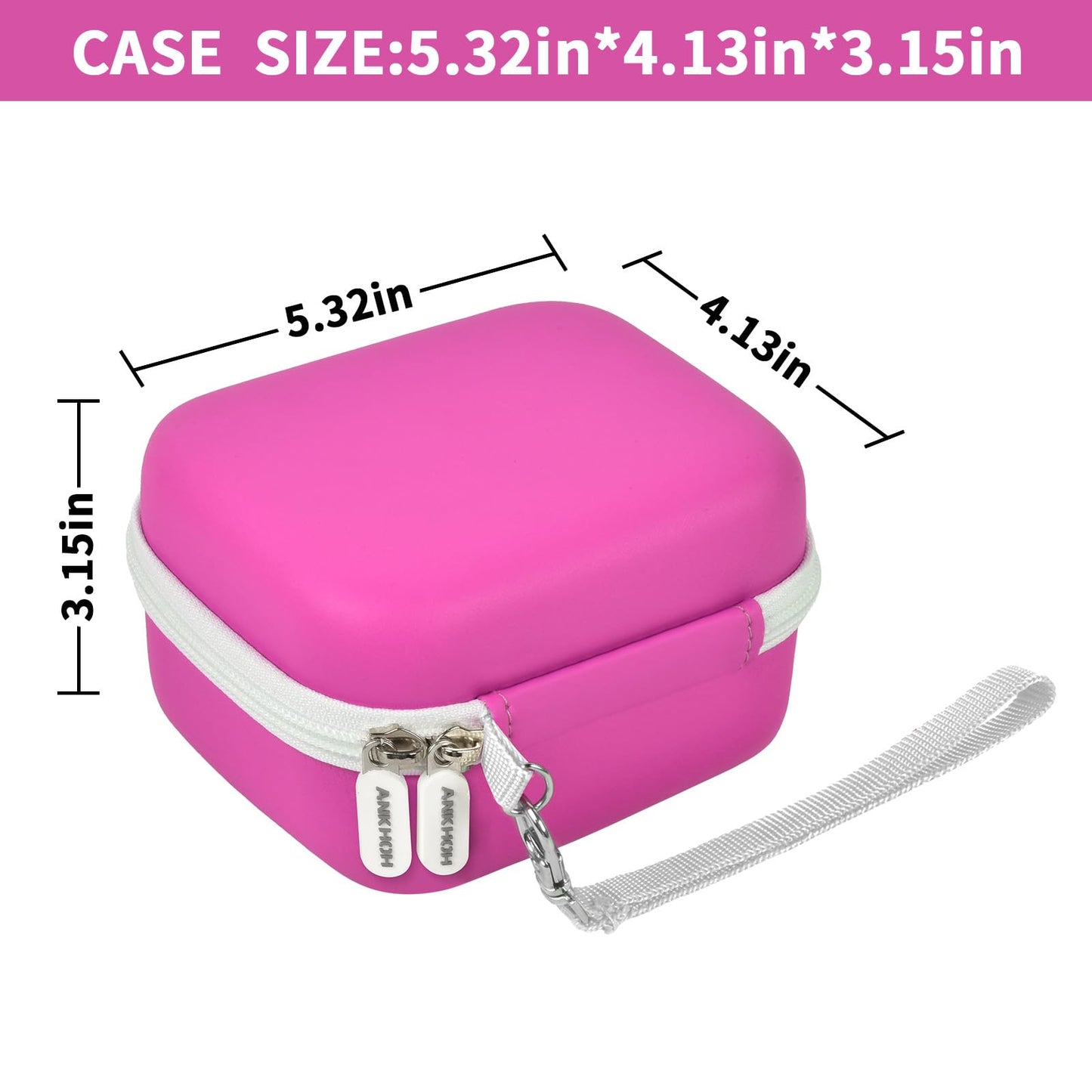 ANKHOH Label Maker Case for Memoking T02/ for Phomemo M02/ M02S/ M02 Pro/ Q30S/ for Ponek Mini Pocket Printer, Portable Sticker Printer Storage Holder Organizer Bag Paper&USB Cables, Box Only (Rose)