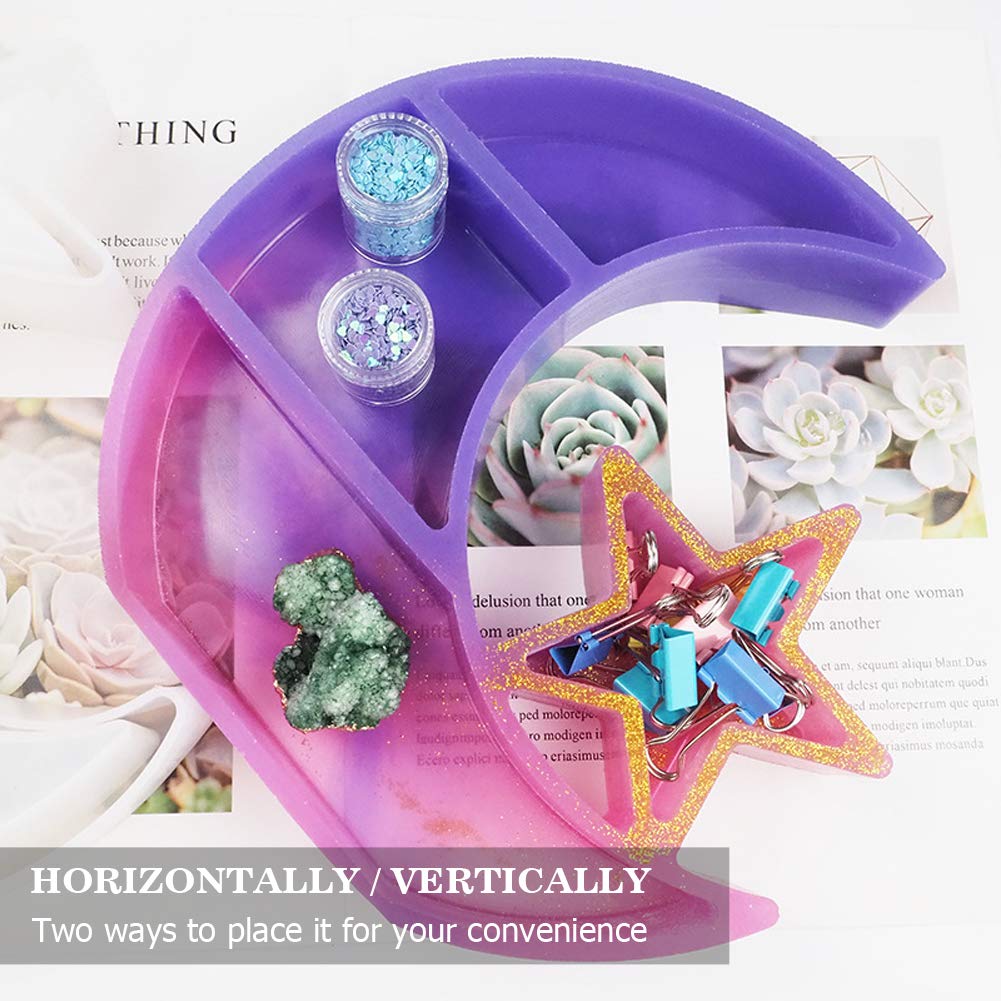 Moon Star Shelf Mold Silicone Crescent Display Stand Tray Epoxy Casting Mould DIY Jewelry Holder Storage Rack DIY Craft Home Decor