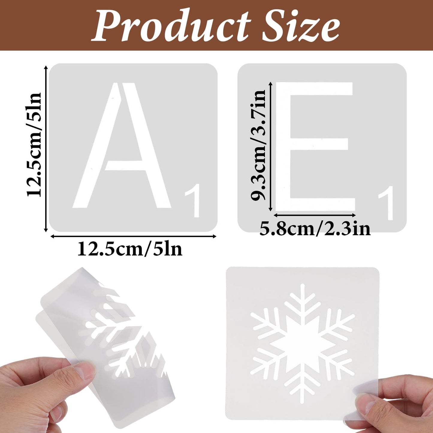 36pcs 5 Inch Wooden Squares for Crafts, 30 Large Letter Stencils Custom Stencil Set, Letters for Wall Decor, Tiles for Crafts, Unfinished Wooden Letters for Painting Home Farmhouse