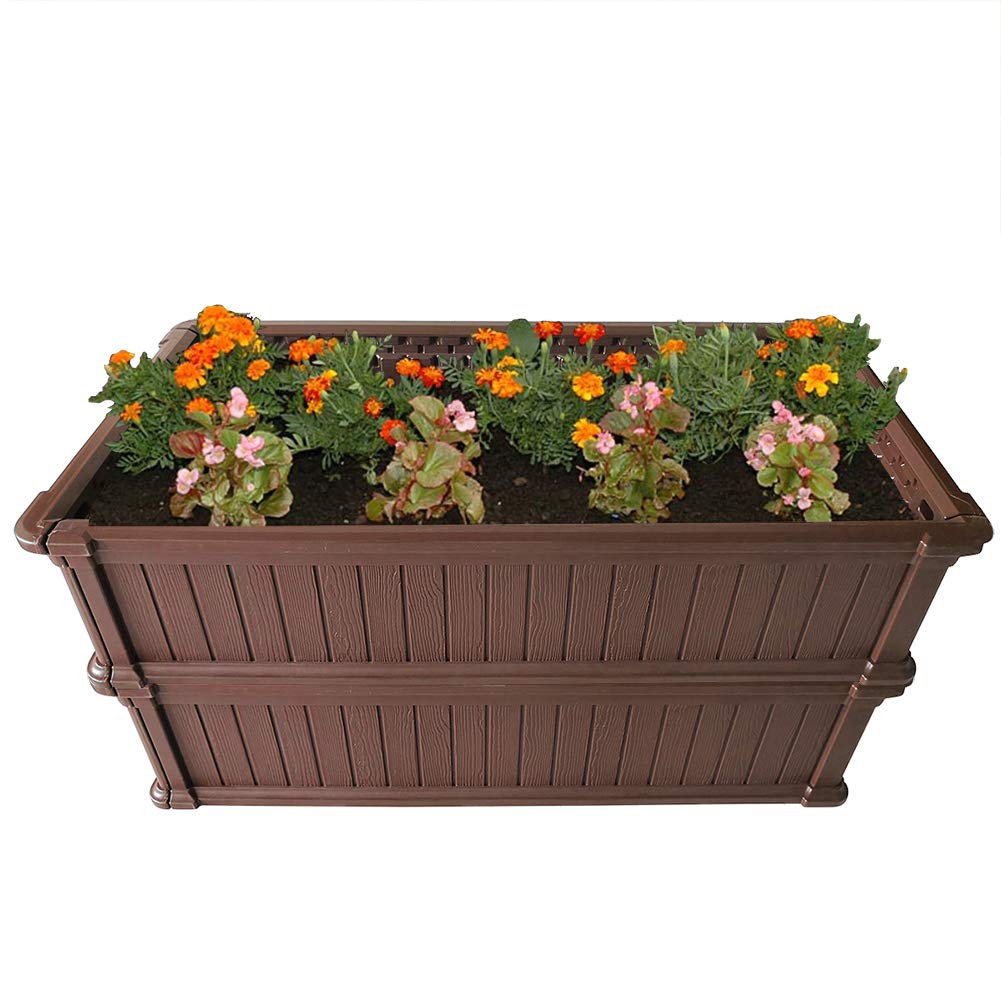 Modern Home Raised Garden Bed Kit - Stackable Modular Flower/Planter Kit (4'x2' Brown, Set of 2)