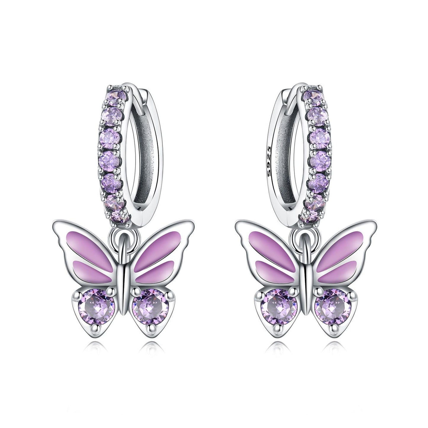 Cycuff 925 Sterling Silver Hoop Earrings Colorful Cubic Zirconia Jewelry Drop Earrings for Women Set Earring Presents for Her