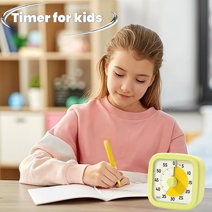 Visual Timer for Kids Timer Home - 60 Minute Kids Visual Timer for Classroom Home Office, Countdown Clock for Teaching Work Meeting, Pomodoro Timer for Time Management (Avocado Green)