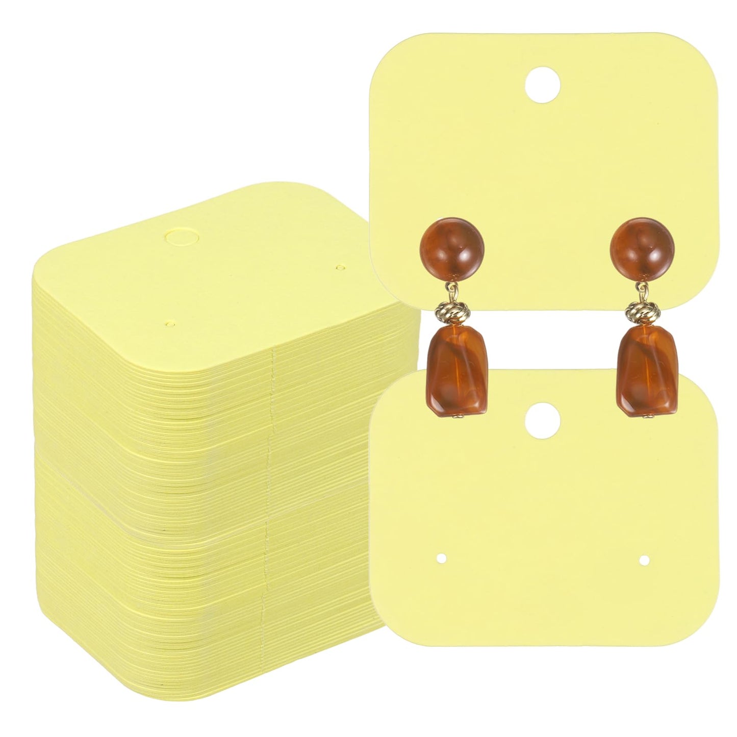 PATIKIL 400Pcs Earring Display Cards, 1.6"x2" Kraft Paper Stud Earring Holder Card, Blank Hanging Tag 2 Holes for Ear Stud Small Jewelry Selling Packaging Supply, Beige