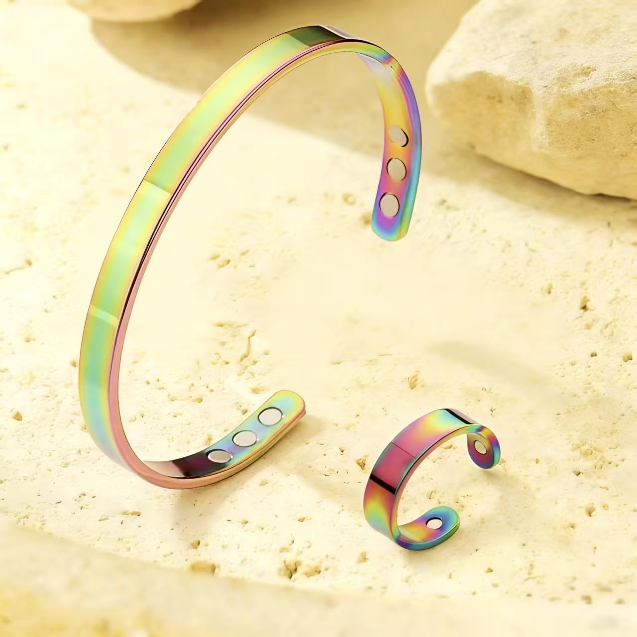 TiFluFlue Kalm Bracelet Ring Set for Women (Colorful)