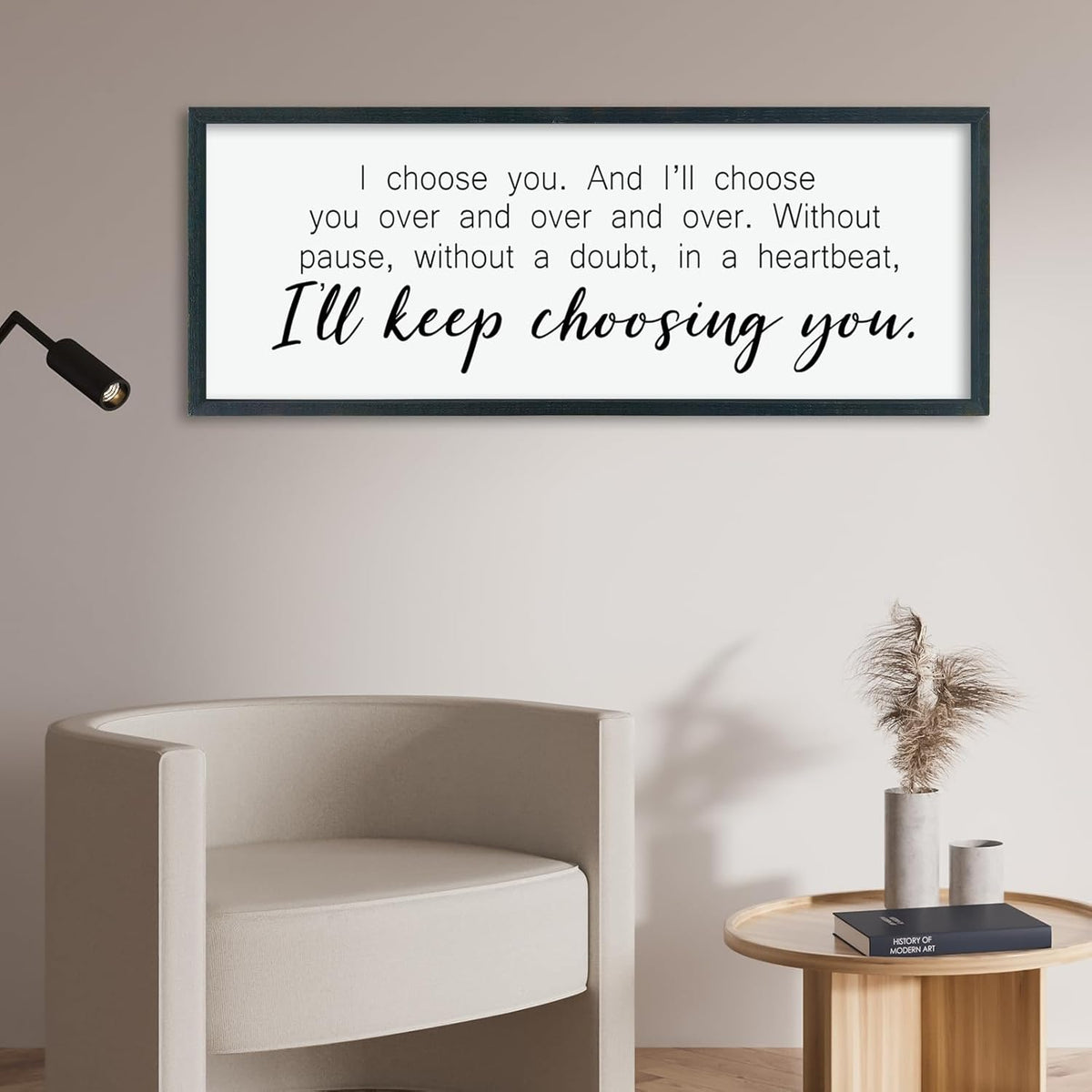 comurdyo I'll Keep Choosing You Sign 40"X15" for Master Bedroom Above Bed Wall Decor I Choose You Large Wood Framed Wall Hanging Art (Black)