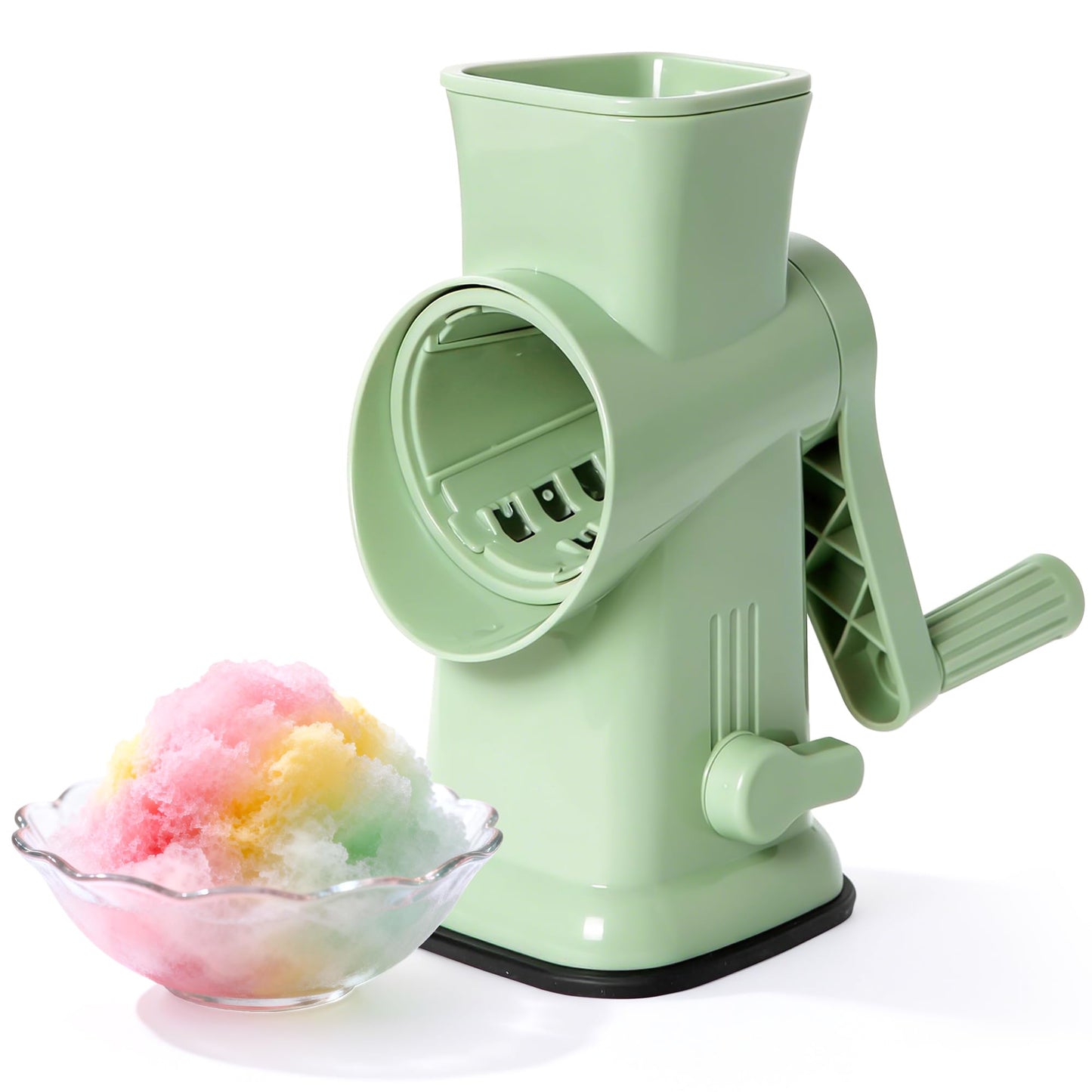 Rotary Ice Shaver Manual - Stainless Steel Blade, Quick Labor-Saving Handle, Safe Stable Suction Base, Home Using Snow Cone Maker Machine for All Ice Cubes