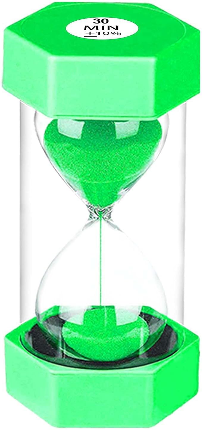 SuLiao Sand Timer 30 Minute Hourglass, Plastic Sand Clock 30 Minutes, Big Green Sand Watch 30 Min, Hour Glass Colored Sandglass Timer for Kids, Games, Classroom, Kitchen, Decorative