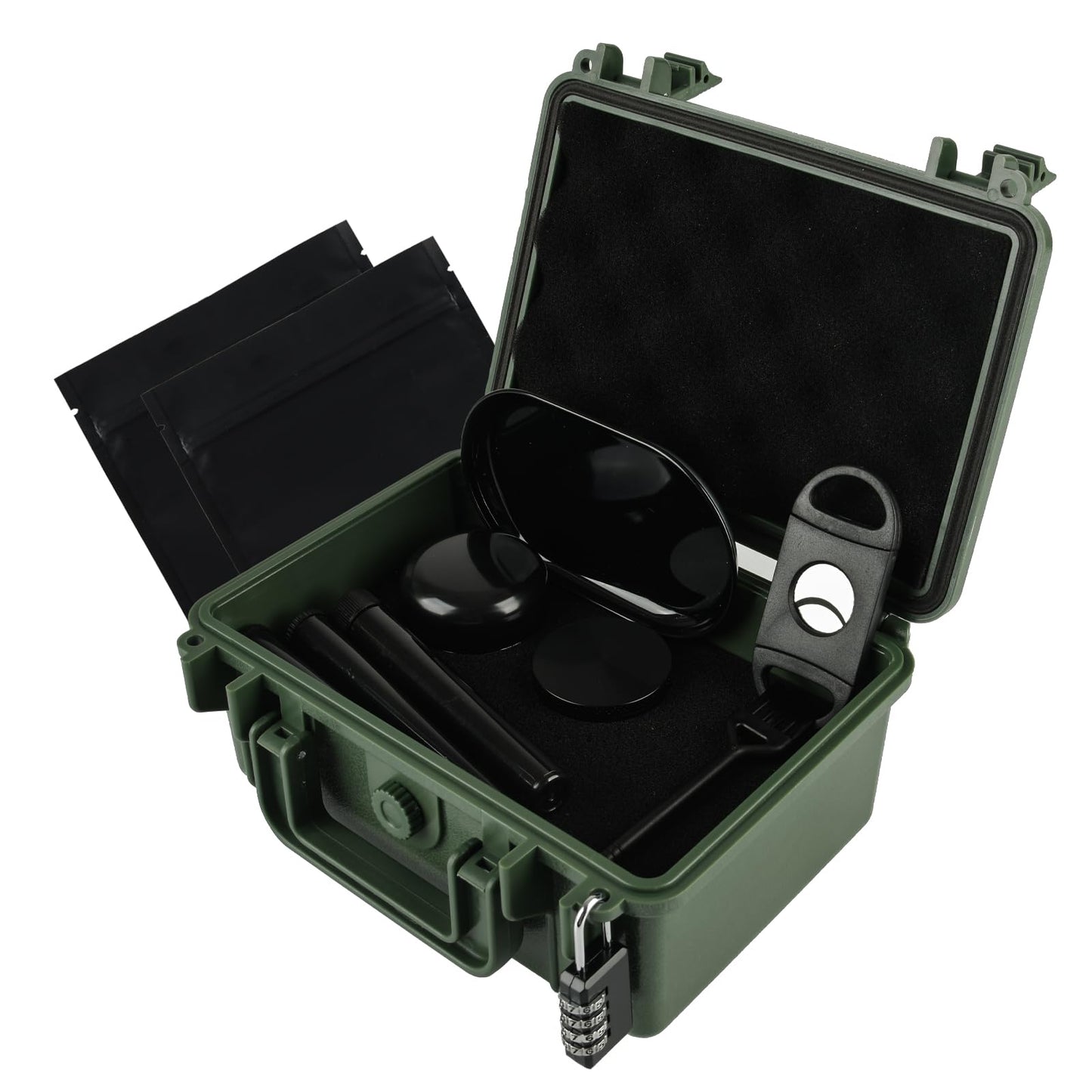 Gosstek Travel Storage Safe Locking Dry Box with 10 PCS Accessories, Durable Airtight ABS Hard Case – Heavy Duty Organization Container for Travel & Home, Great Gift Choice. Green