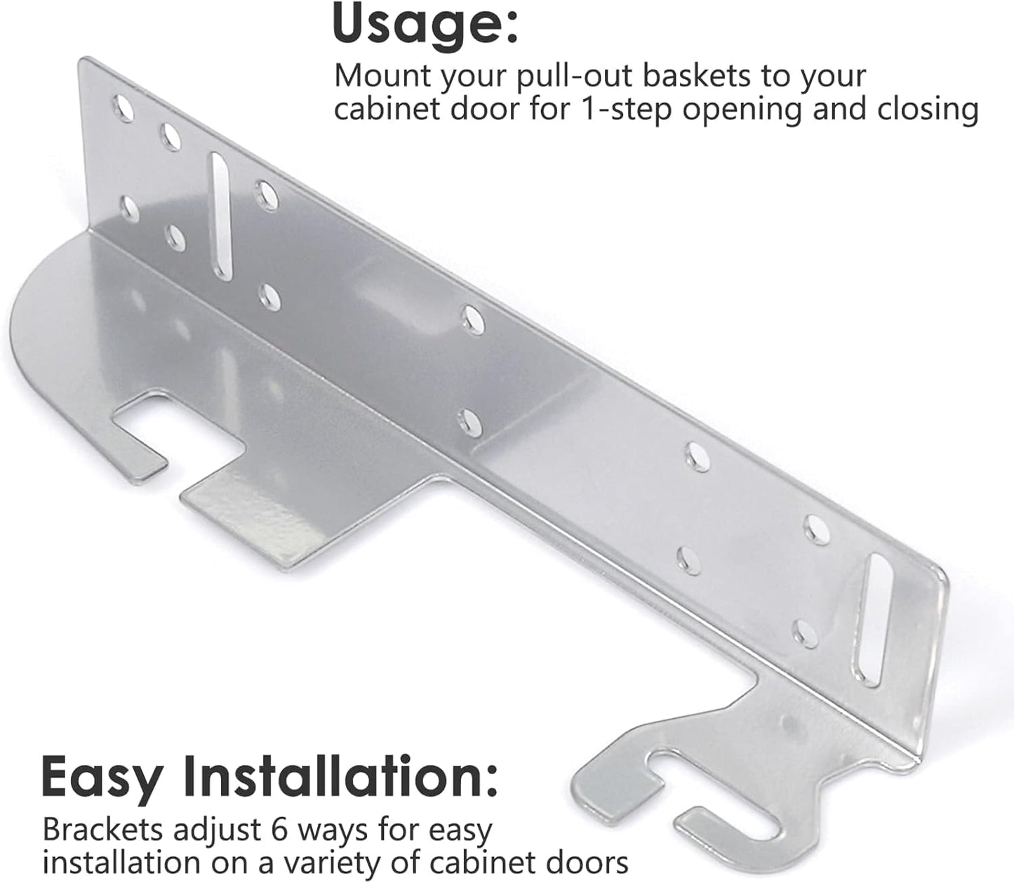 5WB-DMKIT Metal Door Shelf Mount Silver Kit for 5wb1 5wb2 5cw2 Organizer Basket Series RV Pull Out Wire Baskets Cabinet Kitchen Cookware Organizers Waste Containers