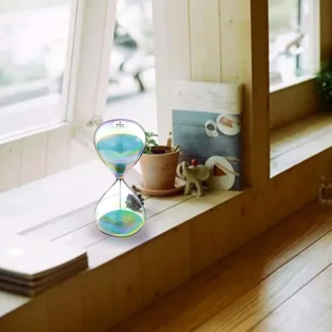SuLiao Sand Timer 1 Minute Hourglass,Turquoise Sand Clock,Large Sand Watch 1 Min,Colorful Biloba Puff Minimalist Hour Glass Sandglass for Home,Desk,Office Decorative