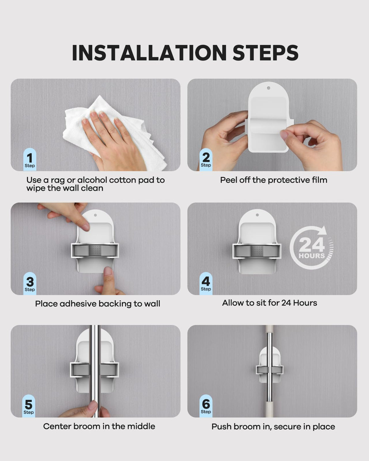 Plastic Broom Holder Wall Mount (4 Count)