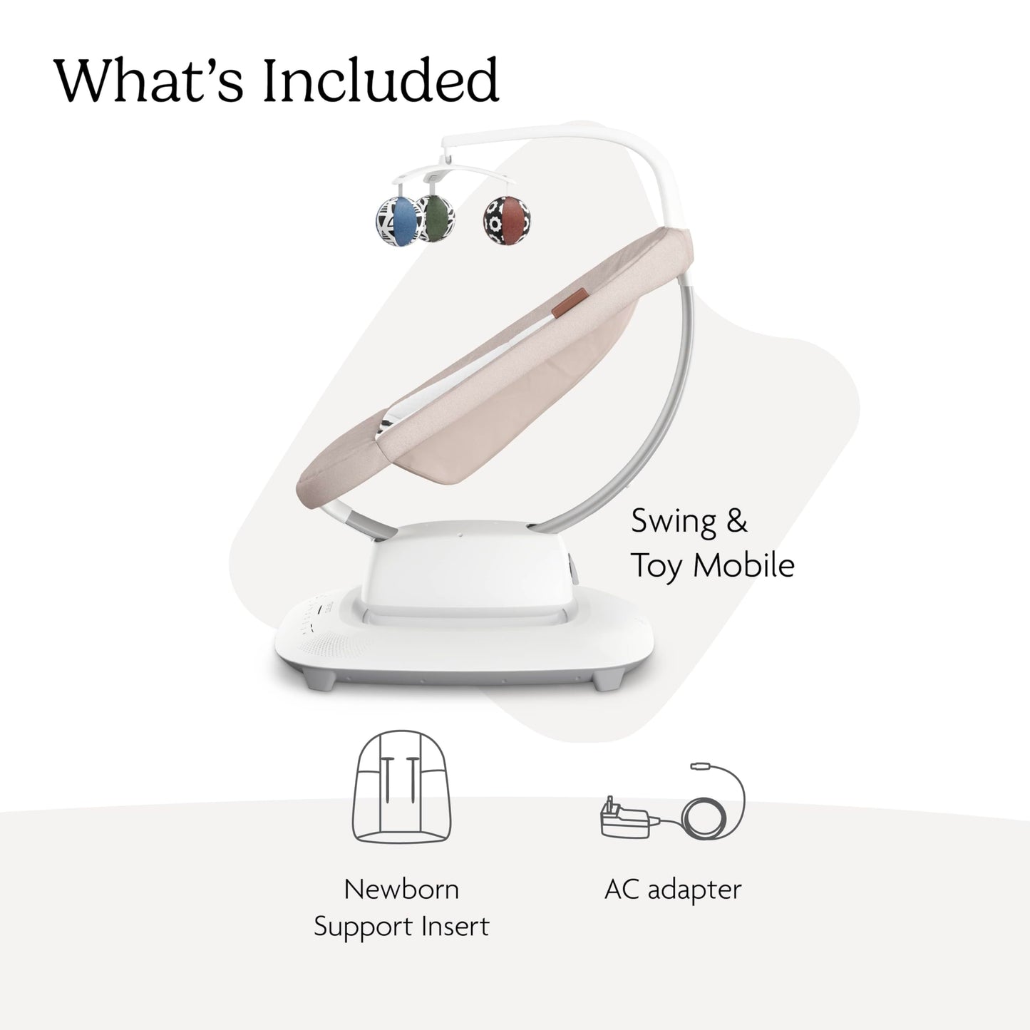 UPPAbaby Mamaroo Smart Swing – Customizable Soothing Modes with MotionSync Technology – Infant Recline + Bluetooth Enabled – Included Newborn Insert – Charlie (Sand Mélange)