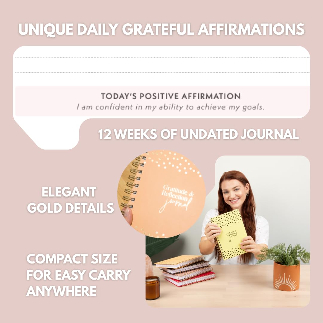 Shine Sparkle Slay Gratitude Journal for a Fresh Start | New Year Daily Reflection Practice, Undated 90-Day Journal with Unique Daily Affirmations, 250+ pages, Undated Planner Gifts A5