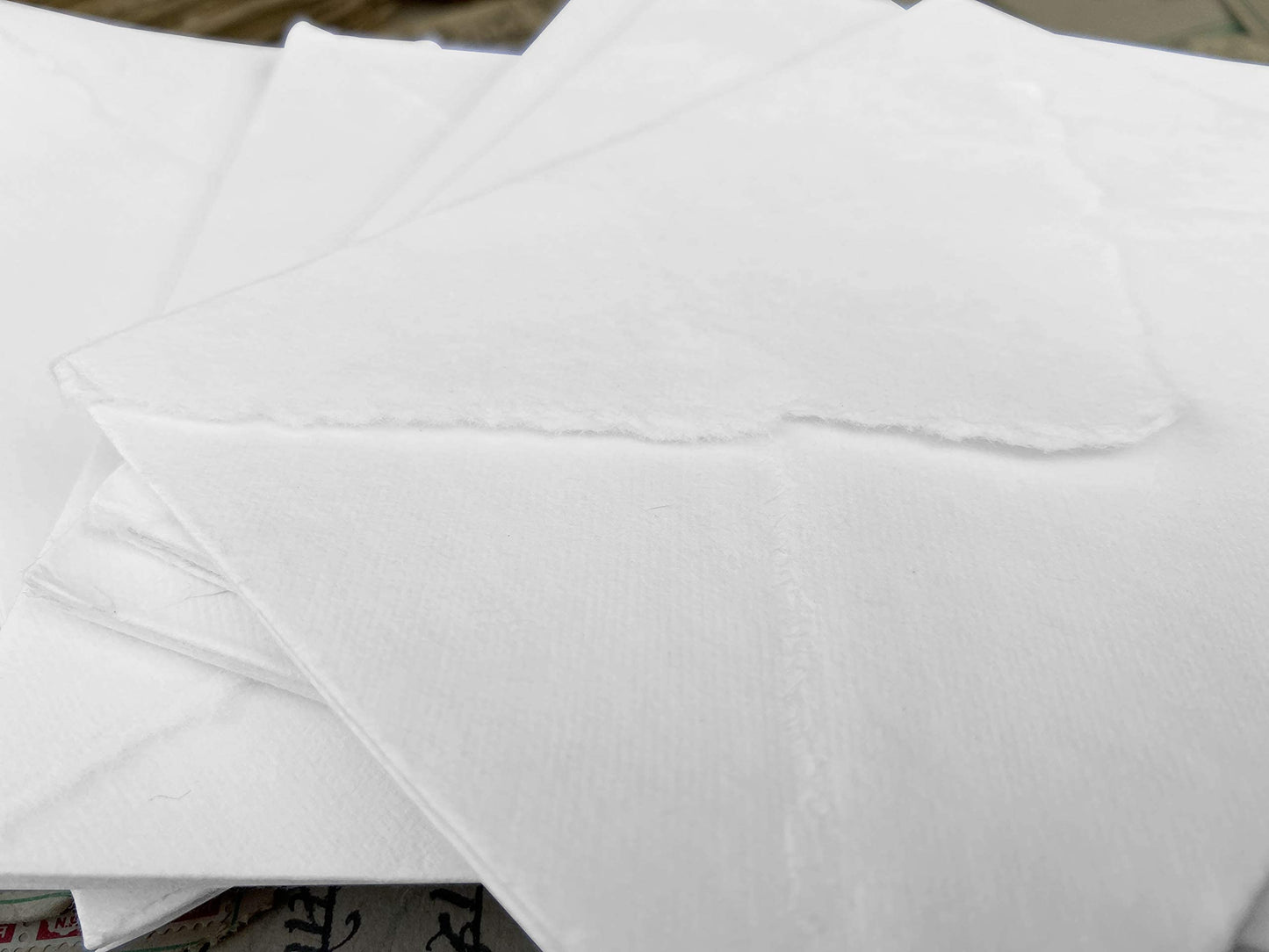 Wanderings Handmade White Deckle Edge Envelope - Medium Size 5.25" x 7.25" Package of 25 - for Save the Dates, Wedding Invitations, Calligraphy, Letterpress - 150 GSM