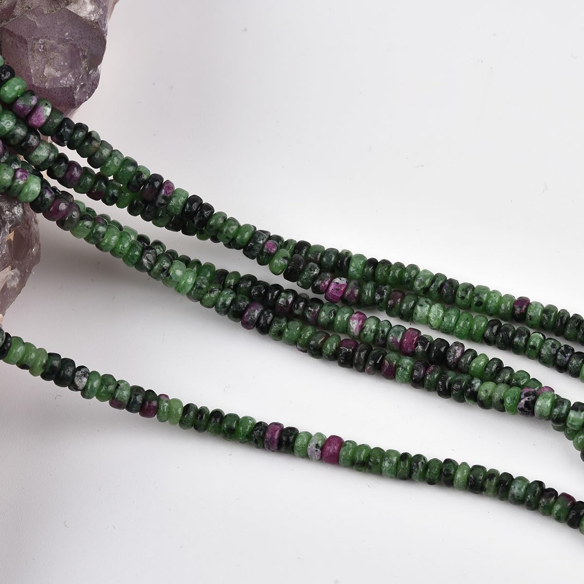 160pcs 4x2mm Natural Ruby Zoisite Disk Rondelle Spacer Stone Semi Precious Gemstone Loose Beads for Jewelry Making 15 Inch