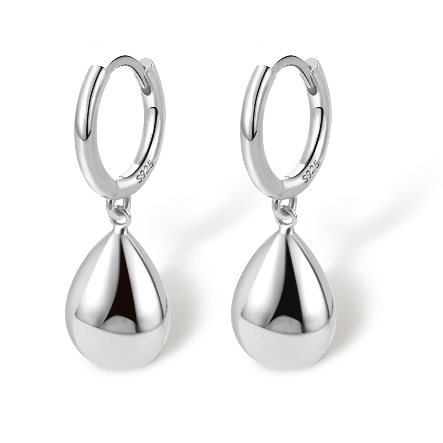 Silver Dangle Huggie Hoop Earrings for Women 925 Sterling Silver Post Teardrop Earrings Hypoallergenic Dangle Hoop Earring Silver Jewelry Gift
