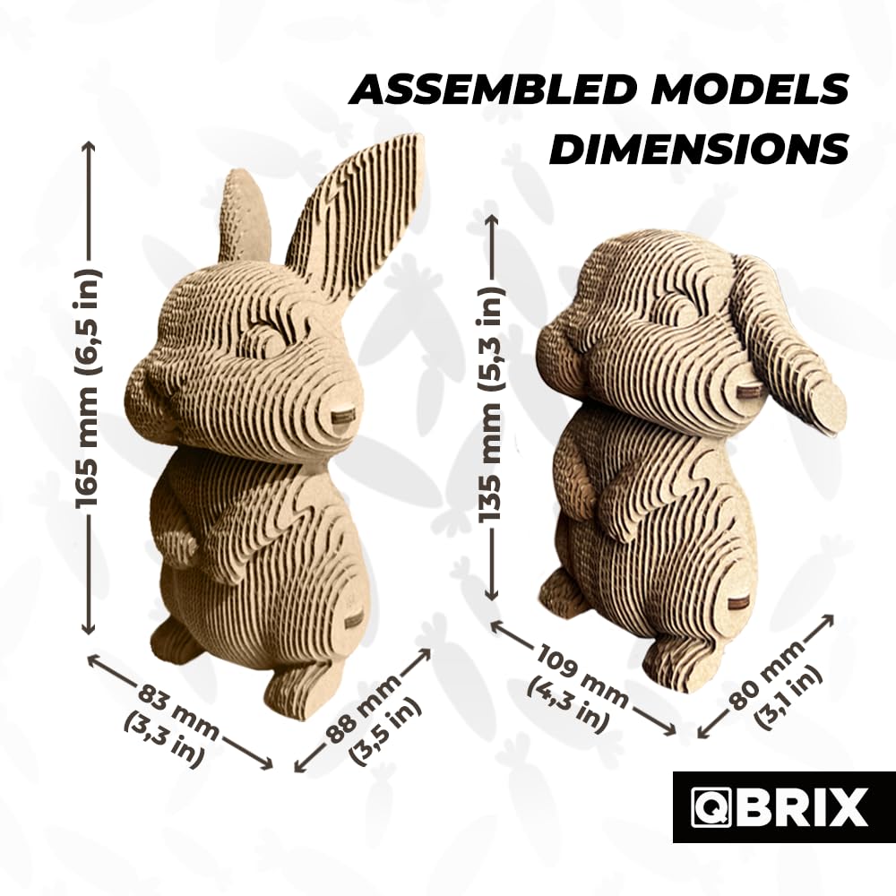QBRIX Big-Eared Couple 3D Puzzles for Adults, 3D Model Kit for Teens, DIY Crafts for Home Decor, Original Gift for Boys&Girls 14+, Cardboard Model Building Kit