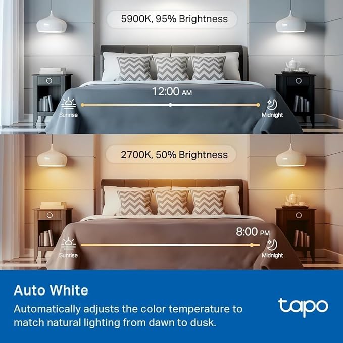 TP-Link Tapo Smart Light Bulbs, 1100 Lumens High Brightness (75W Equivalent), Matter-Certified, 16M Colors WiFi Light Bulb, Dimmable, Works w/Siri, Alexa & Google Home, A19 E26, Tapo L535E(2-Pack)