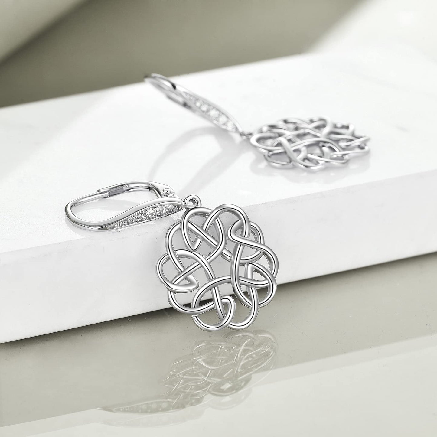 POPLYKE Celtic Knot Drop Dangle Wire Earrings Sterling Silver Leverback Earrings…