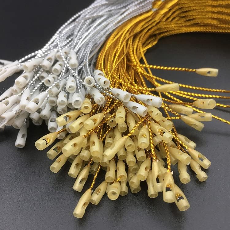 1000pcs Gold Christmas Ornament Hanger Snap Locking String Ornament Hangers Snap Locking Tighten The Pendant Rope Bullet Gold Thread for Christmas Tree Ornament Decorations (Gold)