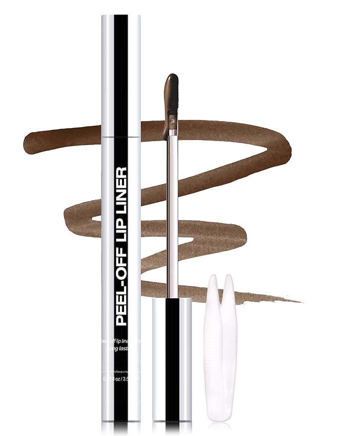 Erinde Peel Off Lip Liner Stain, Long Lasting Tattoo Lip Liner with Tweezer, Matte Finish Peel Off Lip Stain, Waterproof Transfer Proof Lipstain Peel Off, Non-Stick Cup Nude Lip Stain Lipliner, 04