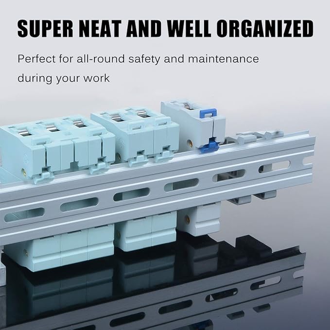 VAMRONE 6 Piece Aluminum DIN Rails, 4 Inches Long, 35mm Wide, 7.5mm High, Top Hat Slotted DIN Rail with RoHS, Extra Premium Screws Included for Hardware Components Mounting