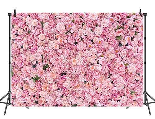 10x8ft Pink Rose Wall Background Spring Pink Flowers Backdrops Girls Women Birthday Party Weeding Bridal Shower Anniversary Ceremony Decor - size: 10 x 8 ft