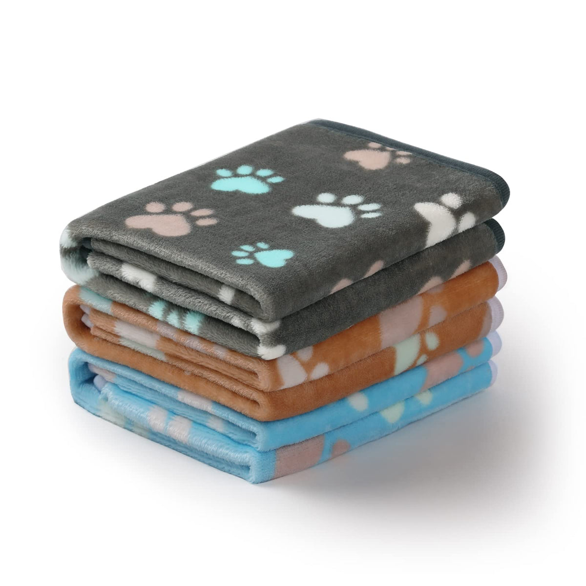 Luciphia 1 Pack 3 Blankets Fluffy Premium Fleece Pet Blanket Flannel Paw Printed Throw for Dog Cat(Medium 30x20'', Grey)