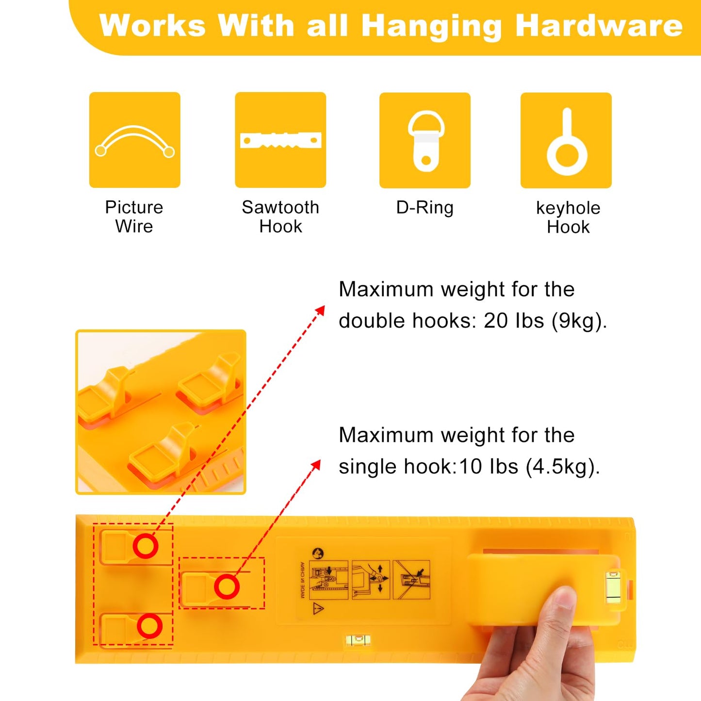 Stalishare Picture Hanging Kit 220PCS, Instaframe Easy Picture Hang and Level Tool, Wall Hanging Kit Assorted with Sawtooth/ Wire Hangers, Small Hammer for Photo/ Painting/ Art/ Canvas/ Home Decor