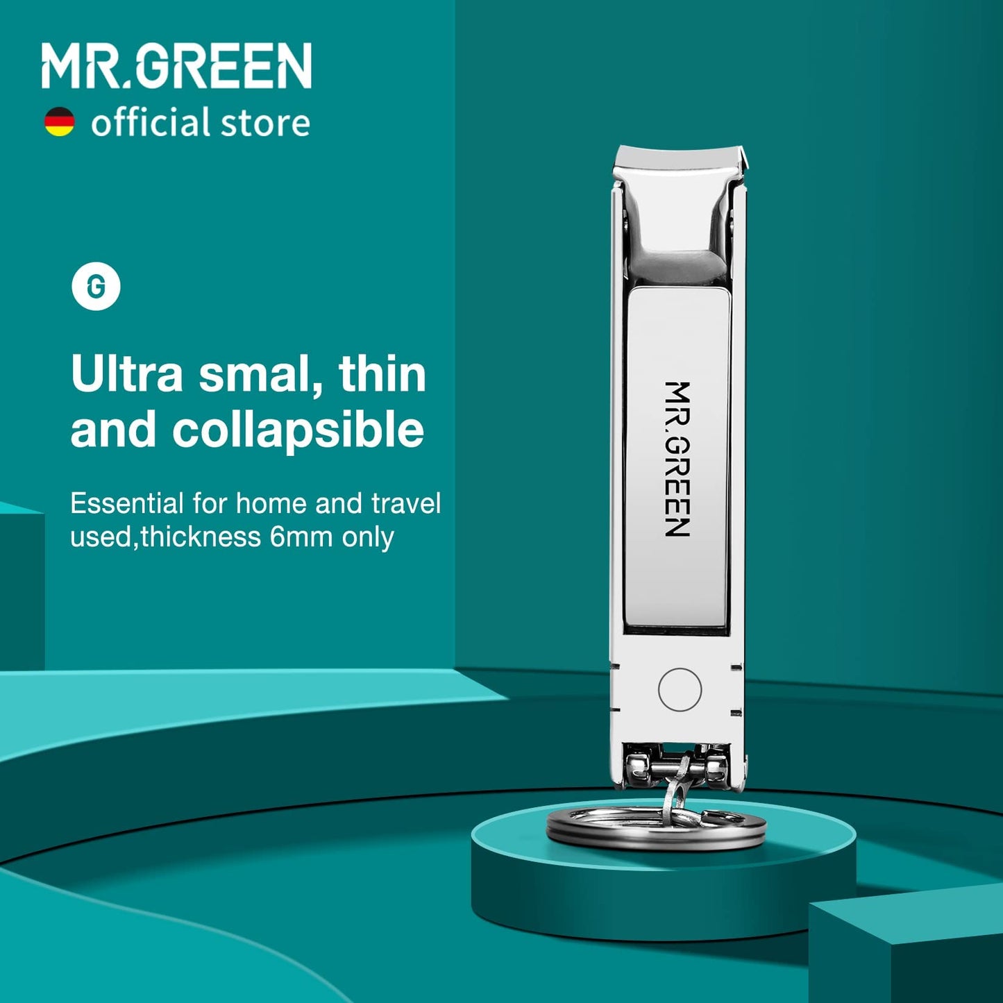 MR.GREEN Collapsible Nail Clippers Small and Thin Portable Travel Nail Scissors Cutter Stainless Steel Manicure Tools with Nail Files (Brown Leather Case+ Iron Box)