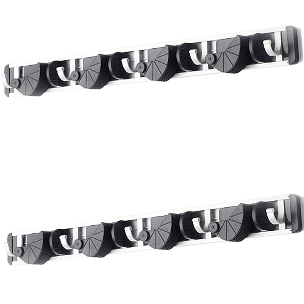 Wall Mount Broom Clamp Holder 4 Positions Grip Organizer & 5 Hooks Rack Home Kitchen Garage Mop tools Storage Organization System