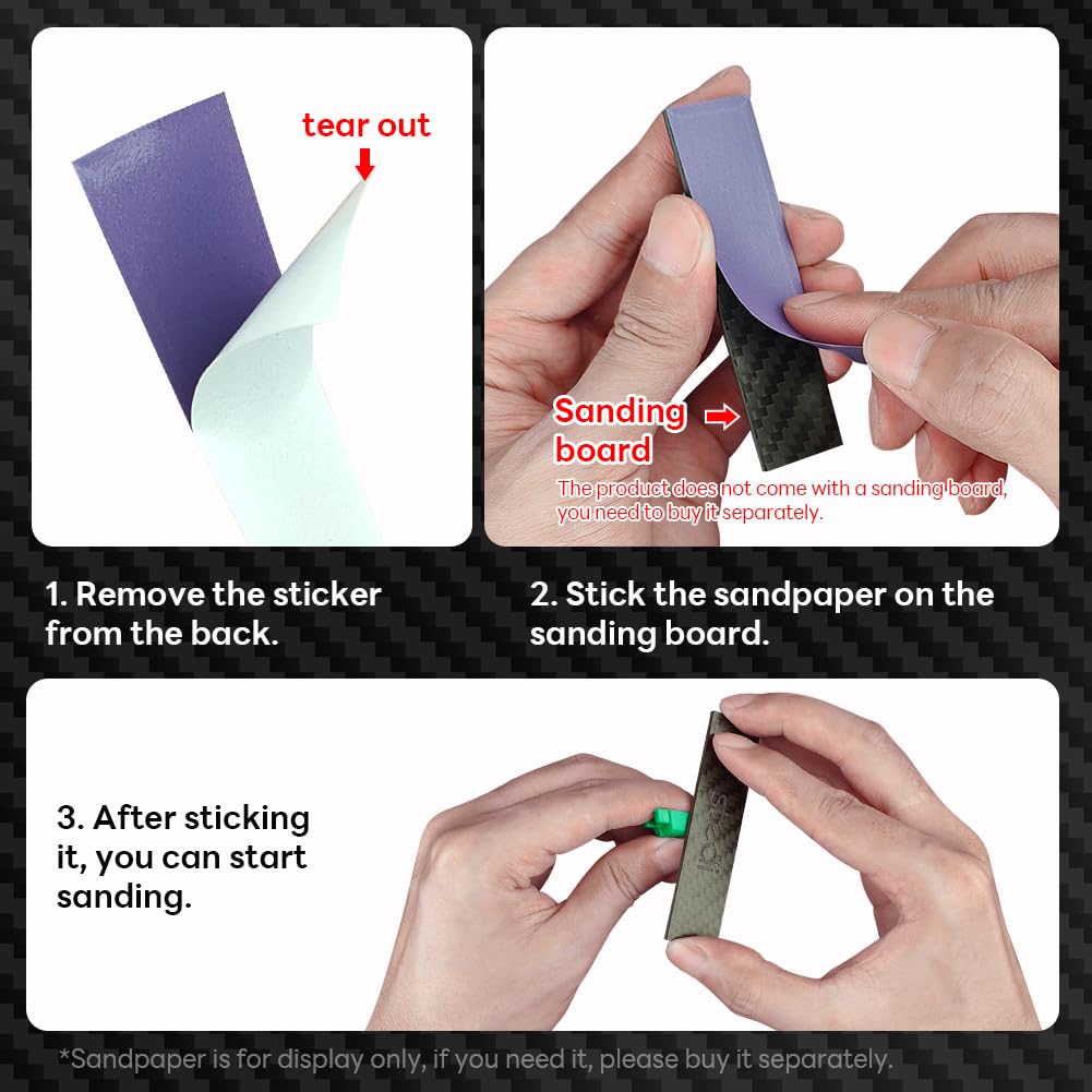 stedi Carbon Fiber Sanding Sticks, Hobby Model Tools, 7-piece Set (3"×0.6",3"×0.4",3"×0.2" and 4 Detail Sanding Boards) Professional Sanding Sticks for Sticky Sandpaper