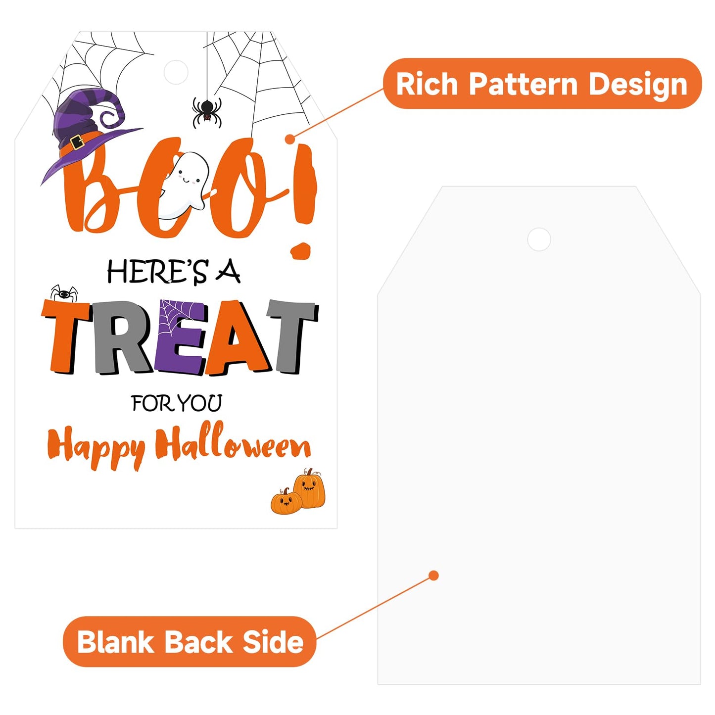 Anwyll 50 Pcs Halloween Tags with String + 60Pcs Halloween Name Gift Tags Stickers