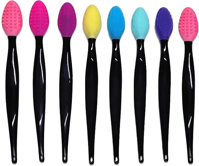 Beauty Lip Scrub Brush | Double-Sided Silicone Lip Brush Tool | Exfoliating Lip Scrubber for Men & Women | Face Cleaning Applicator lightening for dark and Chap Lips | Fuller Lip Appearance (8