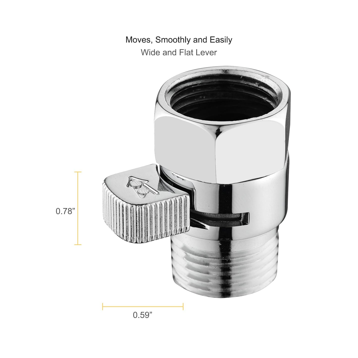 Chrome Water Flow Control Valve, G1/2" Shower Head Flow Control Valve, Brass Shut Off Valve for Handheld Shower, Water Pressure Regulator Replacement for Shower System