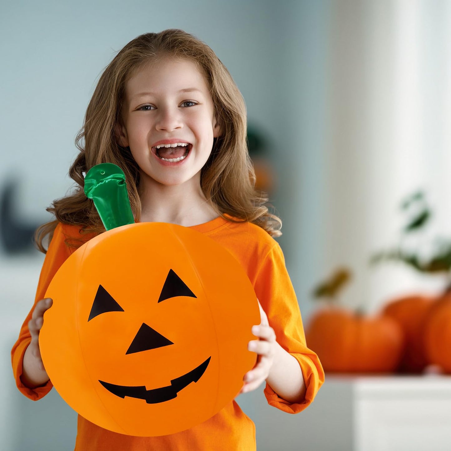 The Dreidel Company 6 Halloween Pumpkin Inflatable Decorations, 16" Tall 6-Pack Halloween Pumpkin Decor