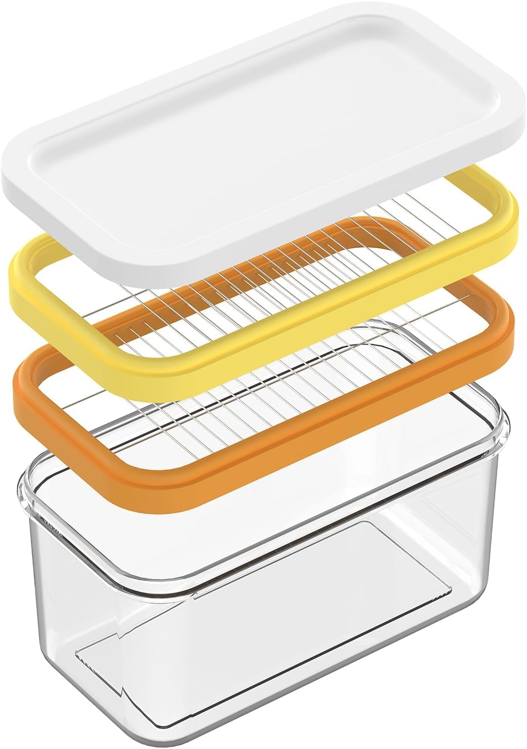 UNIVIVO Butter Slicer Cutter, Stick Butter Container Dish with Lid for Fridge, Easy Cutting Two 4oz Sticks Butter (Large-450g)