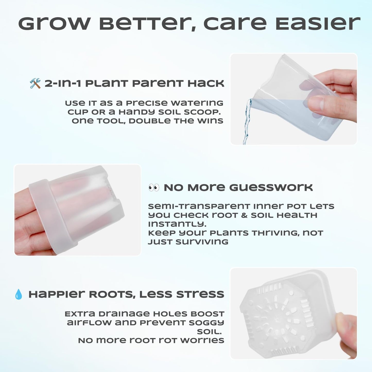 Elfgift 20 Pcs 2.5 in Small Self Watering Pots, Semi Hydroponic Reservoir with Graduated Marks and Pour Spout, Naked Root Planter with Wick for African Violet and Desk Propagation (2.5In)