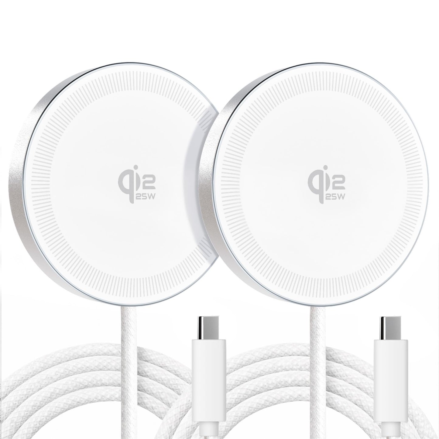25W Qi2.2 Magnetic Wireless Charger: Qi Flat Charging Pad for iPhone 17 16 15 14 13 12 Pro Max, Samsung Galaxy S26 S25, Google Pixel, AirPods-Slim Portable for Travel, Office, Bedside (White, 2-Pack)