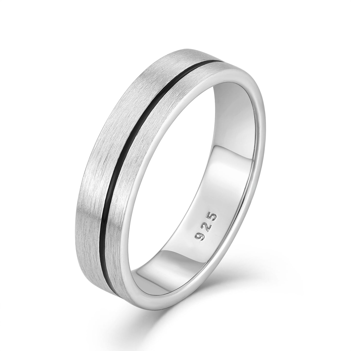 STARCHENIE Wedding Band Ring for Men, 925 Sterling Silver Comfort Fit, Brushed Matte Finish with Center Groove, Sizes 8