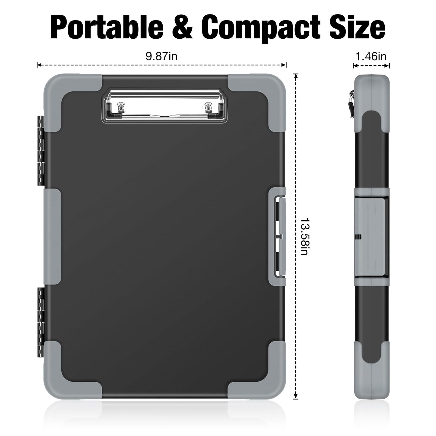 Sooez Toughest Clipboard with Storage, Internal Pen Pouch Included, Letter/ A4 Size, Shockproof Heavy Duty Plastic Clip Boards 8.5x11”, High Capacity Clipboards Box Case for Contractor Trucker Driver