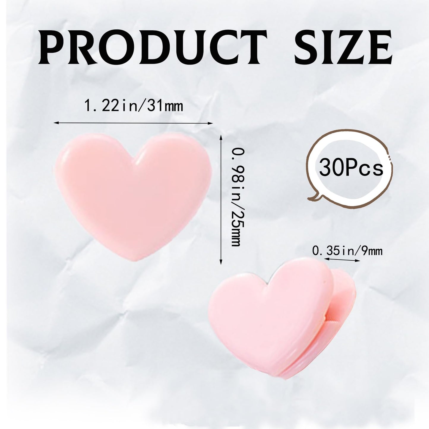 60pcs Heart Shaped Binder Clips,Mini Decorative Paper Clips,Paper and Bag Clips for Coffee Office Photo Picture Pages Holder