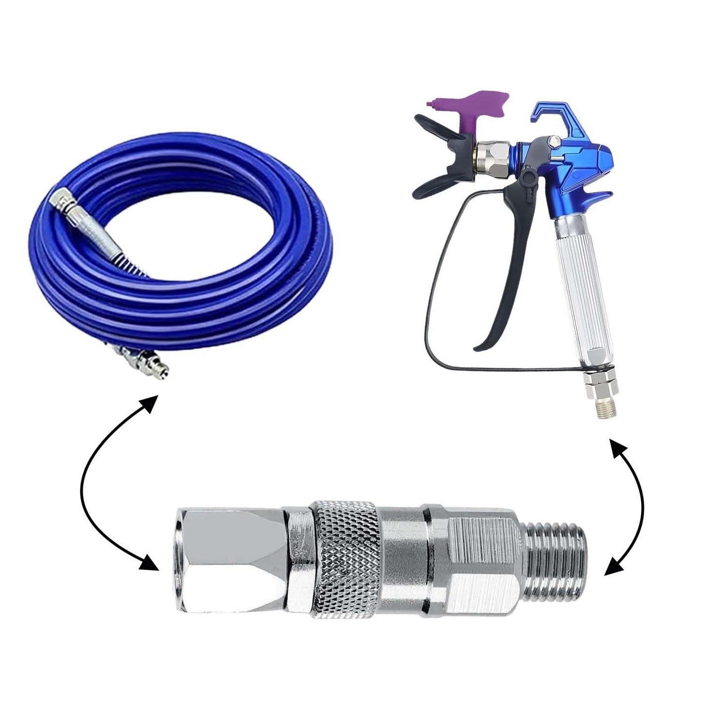 (3-Pack) Swivel Joint 1/4-Inch 360 Degrees Rotate Stainless Steel Airless High Pressure Spray Gun Hose Swivel Joint Connector Accessories for Paint Sprayers and Hose