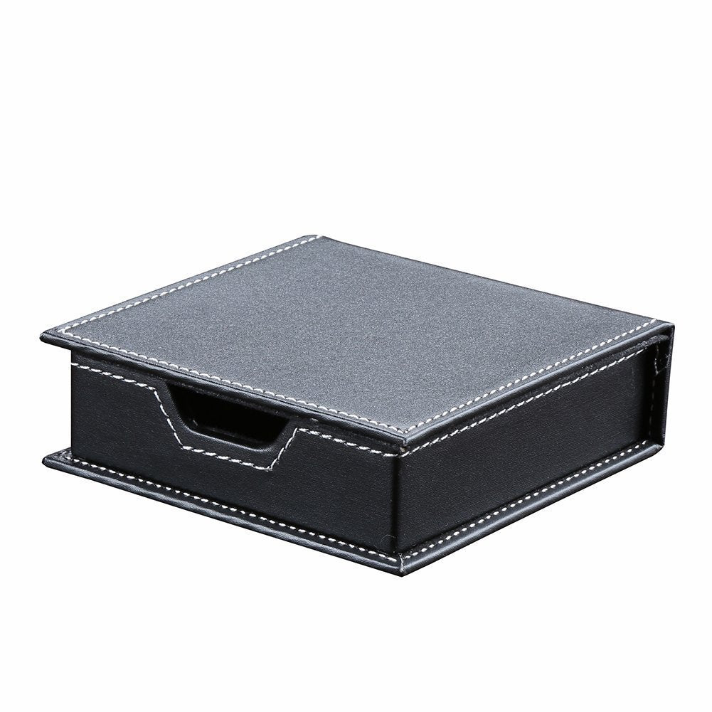 KINGFOM 5PCS Desk Organizer and Accessories Set, Pu Leather Office Supplies with Multifunction Desktop Organizer Storage Box, Tissue Holder, Mouse Pad, Note Paper Holder, Pencil Holder for Desk Black
